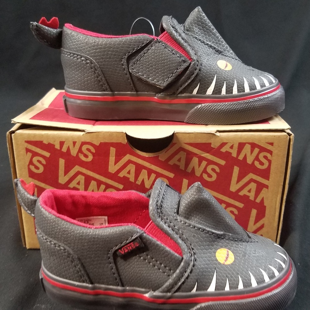 NEW Vans Dinosaur Asher V Toddler Slip-On Shoes